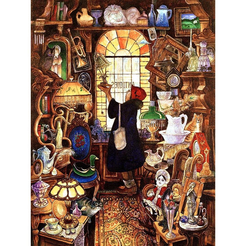 Antique Lady Dark Coat Gold Ornate Wood Framed Art Print with Double Matting by Bell, Bill