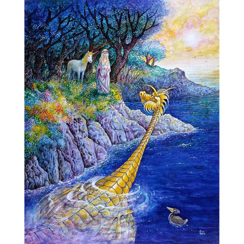 The Blue Lagoon Gold Ornate Wood Framed Art Print with Double Matting by Bell, Bill