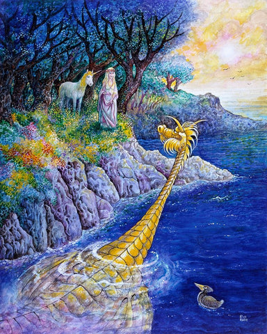 The Blue Lagoon White Modern Wood Framed Art Print with Double Matting by Bell, Bill