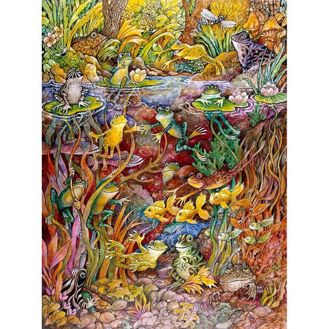 Leap Frog White Modern Wood Framed Art Print by Bell, Bill