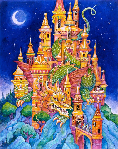 The Dragons Castle White Modern Wood Framed Art Print with Double Matting by Bell, Bill