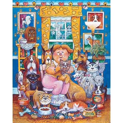 The Lady Who Loves Dogs Gold Ornate Wood Framed Art Print with Double Matting by Bell, Bill