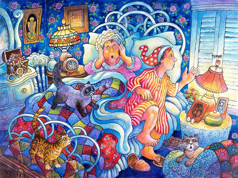 Night B4 H Black Ornate Wood Framed Art Print with Double Matting by Bell, Bill