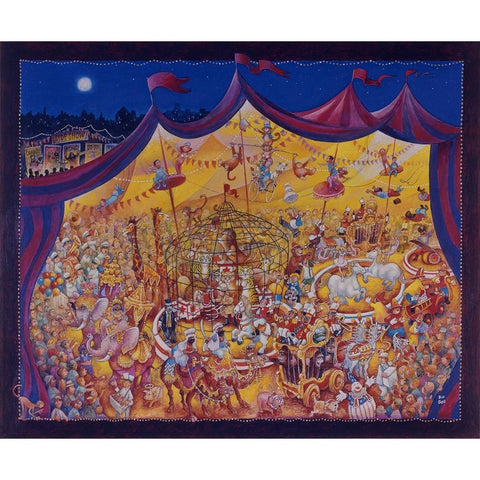 Under The Big Top Gold Ornate Wood Framed Art Print with Double Matting by Bell, Bill