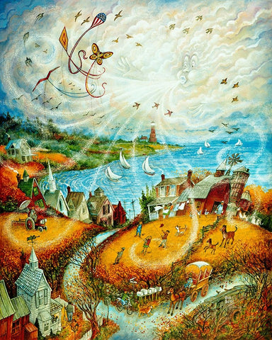 The Wind White Modern Wood Framed Art Print with Double Matting by Bell, Bill