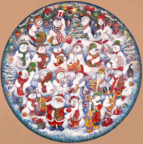 Santa And The Snowfolks (Pc) White Modern Wood Framed Art Print with Double Matting by Bell, Bill