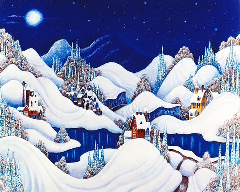 Marshmallow Winter Black Ornate Wood Framed Art Print with Double Matting by Bell, Bill