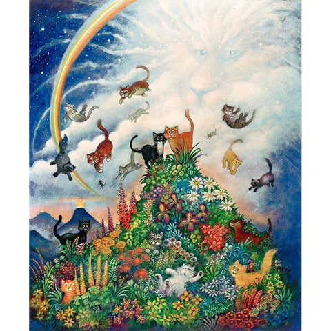 Heavenly Cats White Modern Wood Framed Art Print by Bell, Bill