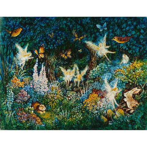Forest Fairies Black Modern Wood Framed Art Print with Double Matting by Bell, Bill