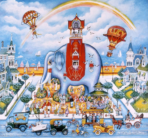 Lucy Of Atlantic City White Modern Wood Framed Art Print with Double Matting by Bell, Bill