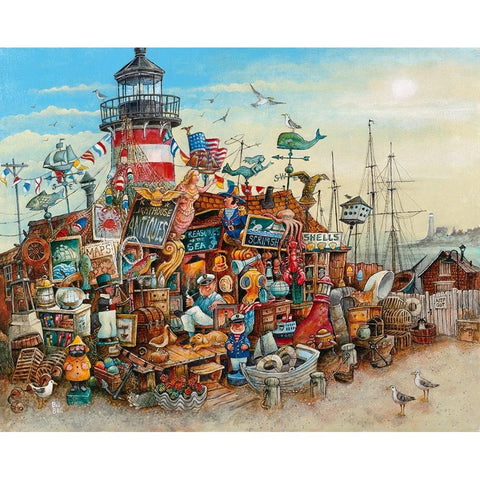 Lighthouse Antiques Black Modern Wood Framed Art Print with Double Matting by Bell, Bill