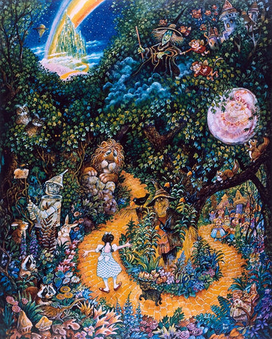 The Yellow Brick Road Black Ornate Wood Framed Art Print with Double Matting by Bell, Bill