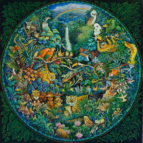 Rainbow Forest (Pc) Black Ornate Wood Framed Art Print with Double Matting by Bell, Bill