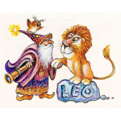 Astrology - Leo Black Modern Wood Framed Art Print with Double Matting by Bell, Bill