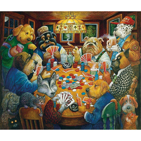 The Poker Club Gold Ornate Wood Framed Art Print with Double Matting by Bell, Bill