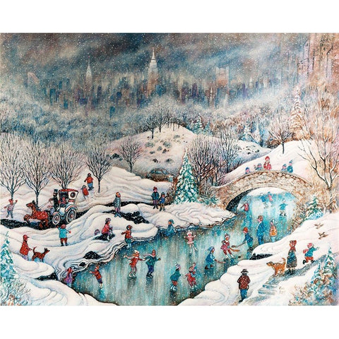 Up In Central Park White Modern Wood Framed Art Print by Bell, Bill