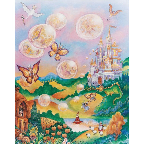 The Bubble Fairies Black Modern Wood Framed Art Print with Double Matting by Bell, Bill