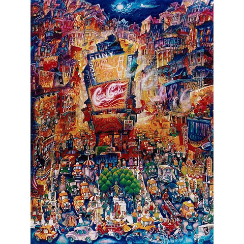 Memories Of Times Square White Modern Wood Framed Art Print by Bell, Bill