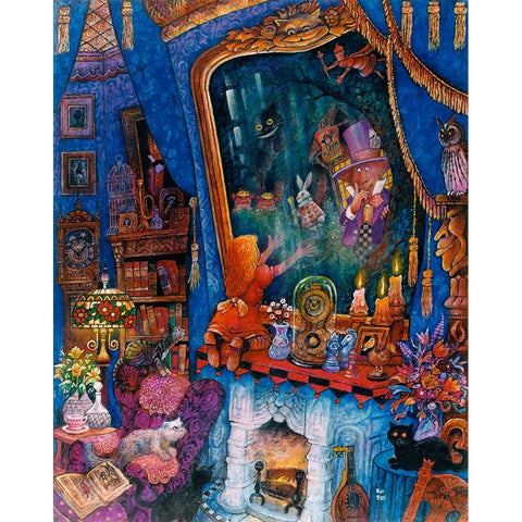 The Looking Glass Gold Ornate Wood Framed Art Print with Double Matting by Bell, Bill