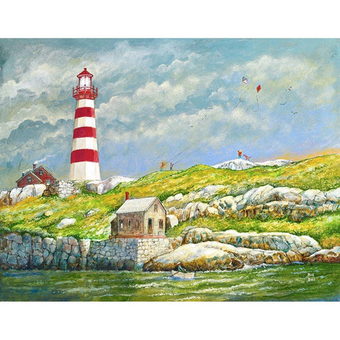 Lands End Light White Modern Wood Framed Art Print by Bell, Bill