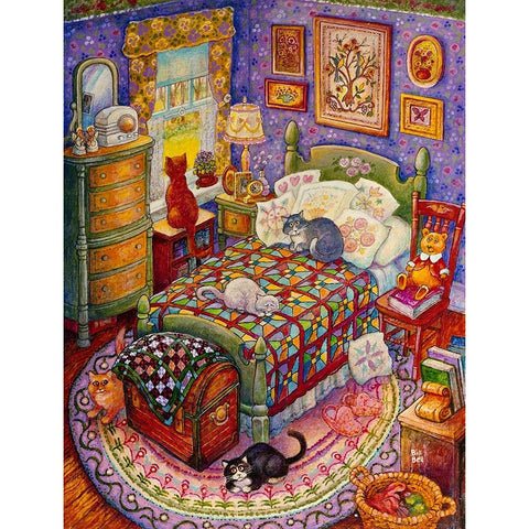 More Bedroom Cats White Modern Wood Framed Art Print by Bell, Bill