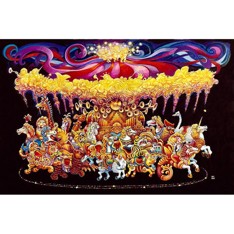 Velvet Carousel Gold Ornate Wood Framed Art Print with Double Matting by Bell, Bill