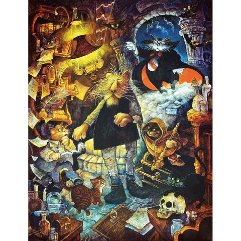 Catulas Castle Black Modern Wood Framed Art Print with Double Matting by Bell, Bill