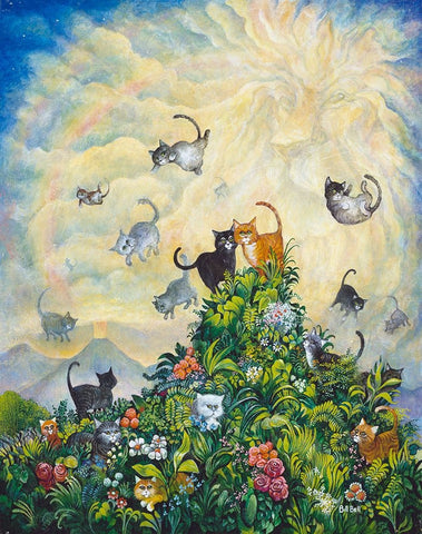 Cat Creation White Modern Wood Framed Art Print with Double Matting by Bell, Bill