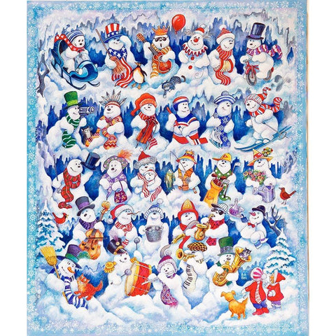 Snowfolks White Modern Wood Framed Art Print by Bell, Bill