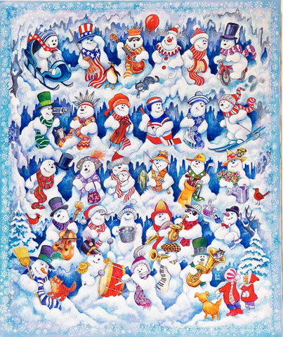 Snowfolks White Modern Wood Framed Art Print with Double Matting by Bell, Bill