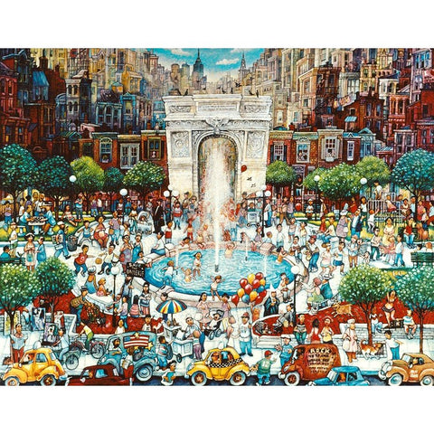 Washington Square White Modern Wood Framed Art Print by Bell, Bill