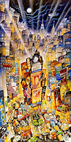 Showtime On Broadway Black Ornate Wood Framed Art Print with Double Matting by Bell, Bill
