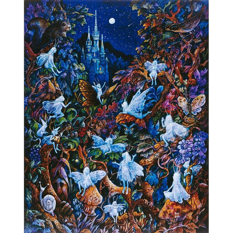 Blue Fairies White Modern Wood Framed Art Print by Bell, Bill