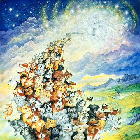 And God Created Dogs 2 White Modern Wood Framed Art Print with Double Matting by Bell, Bill