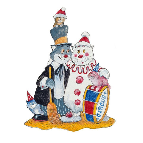 Carnival Cats Gold Ornate Wood Framed Art Print with Double Matting by Bell, Bill