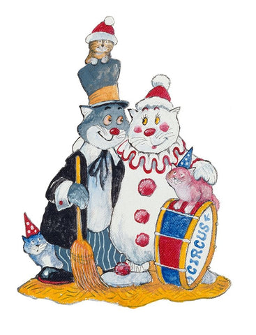 Carnival Cats Black Ornate Wood Framed Art Print with Double Matting by Bell, Bill