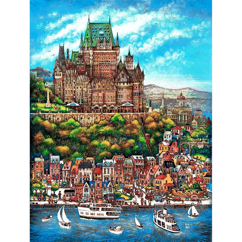 Quebec City Black Modern Wood Framed Art Print with Double Matting by Bell, Bill