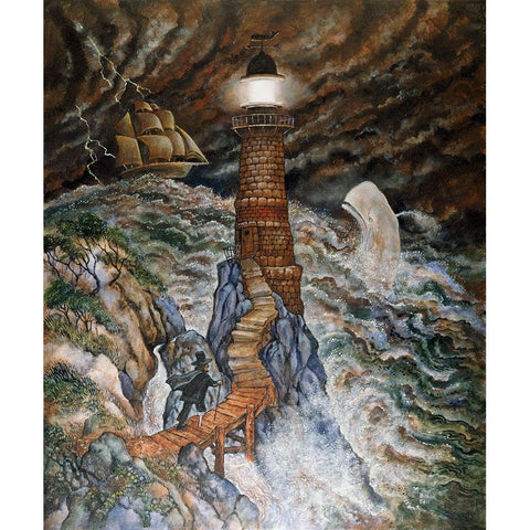 Ahabs Light Black Modern Wood Framed Art Print with Double Matting by Bell, Bill