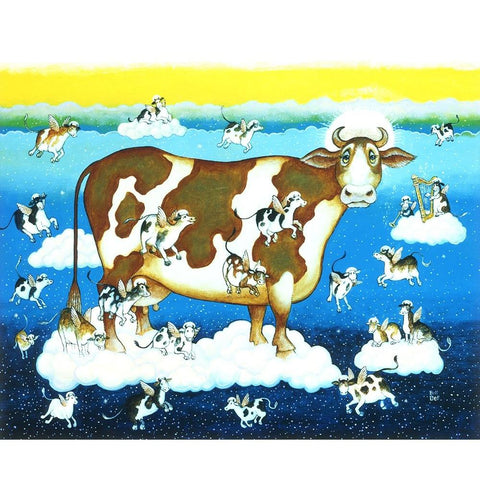 Holy Cow White Modern Wood Framed Art Print by Bell, Bill