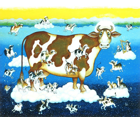 Holy Cow White Modern Wood Framed Art Print with Double Matting by Bell, Bill