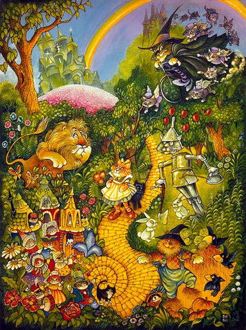 Oz Black Ornate Wood Framed Art Print with Double Matting by Bell, Bill