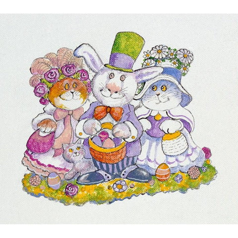 Easter Bunny Gold Ornate Wood Framed Art Print with Double Matting by Bell, Bill