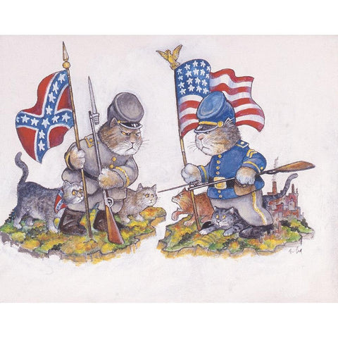 The Battle White Modern Wood Framed Art Print by Bell, Bill