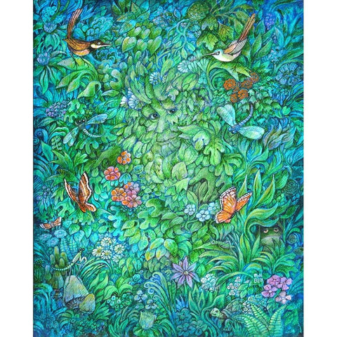 The Green Man White Modern Wood Framed Art Print by Bell, Bill