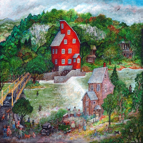 The Red Mill Black Ornate Wood Framed Art Print with Double Matting by Bell, Bill