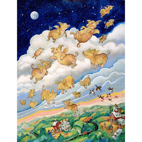 If Pigs Could Fly Gold Ornate Wood Framed Art Print with Double Matting by Bell, Bill