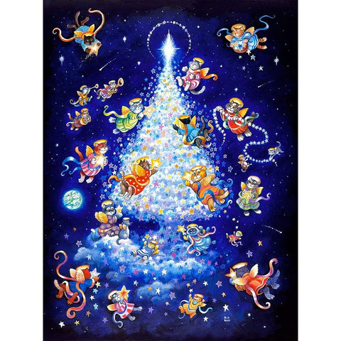 The Star Tree - Rectangle Gold Ornate Wood Framed Art Print with Double Matting by Bell, Bill