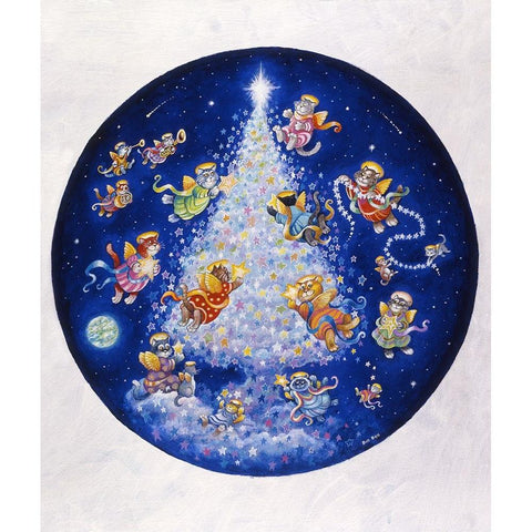 The Star Tree - Circle White Modern Wood Framed Art Print by Bell, Bill