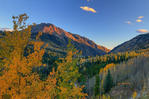 Autumn Sunset-Rocky Mountain Style White Modern Wood Framed Art Print with Double Matting by Sherrell, Bill