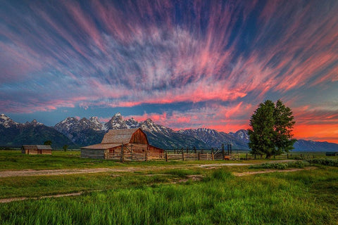 Beneath Teton Glory White Modern Wood Framed Art Print with Double Matting by Sherrell, Bill